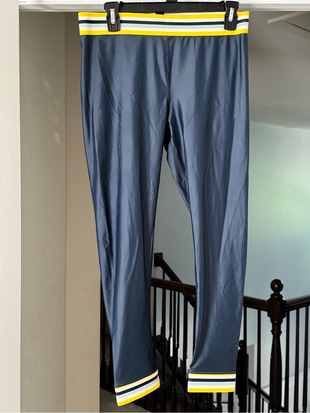 Women’s Navy Athletic Pants with Yellow-Trim Waistband